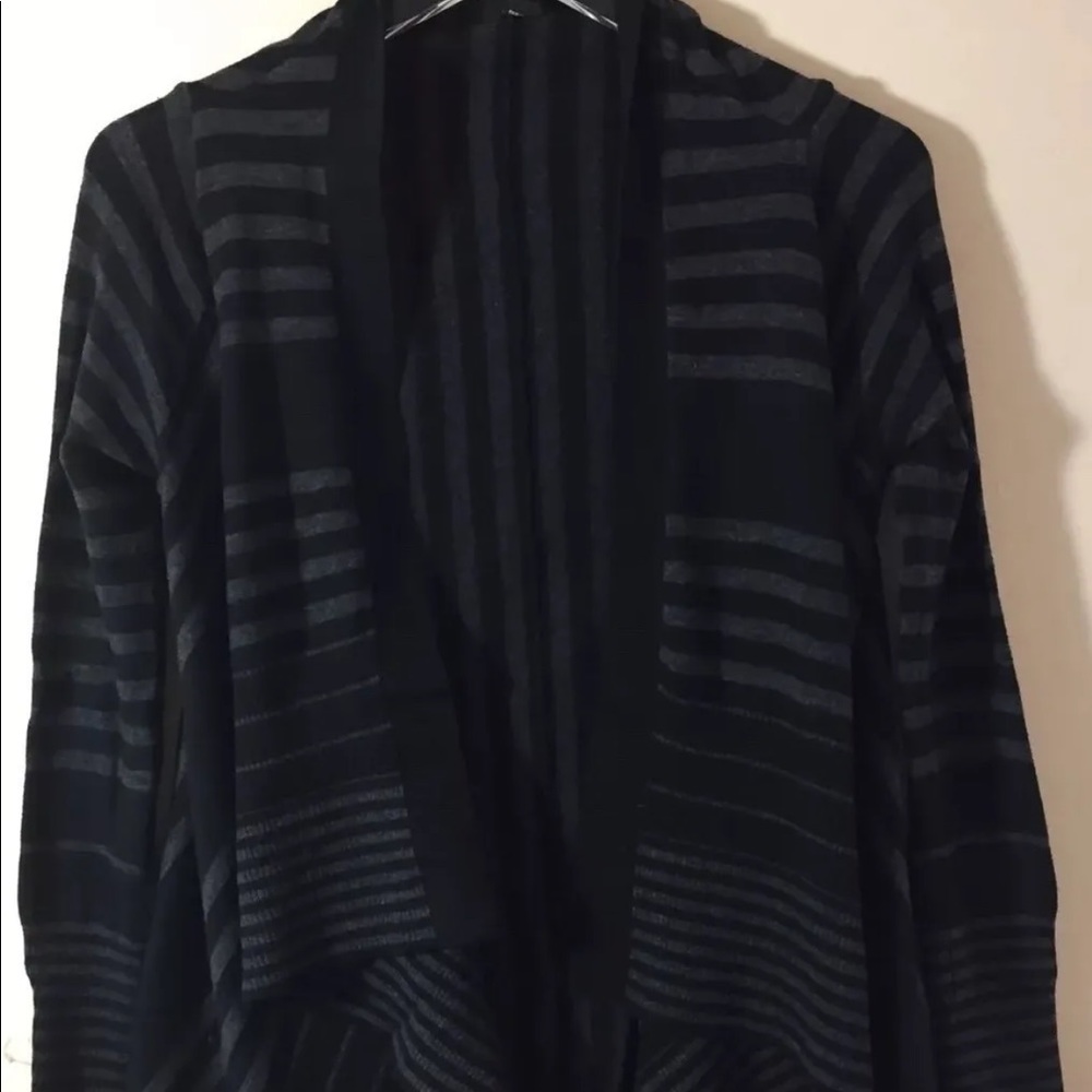 Majora Women Sweater Overpiece Waterfall Stripe Grey Black Medium Cotton Blend